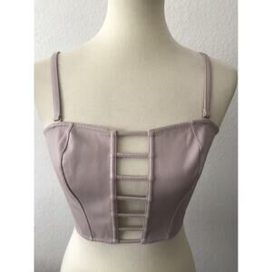 Victoria's Secret Lingerie Bra Corset Malibu Faux Leather Lace FLAW